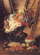 Modeste Carlier A Still life with Assorted Flowers,Cherries Pears and Quince oil painting picture wholesale
